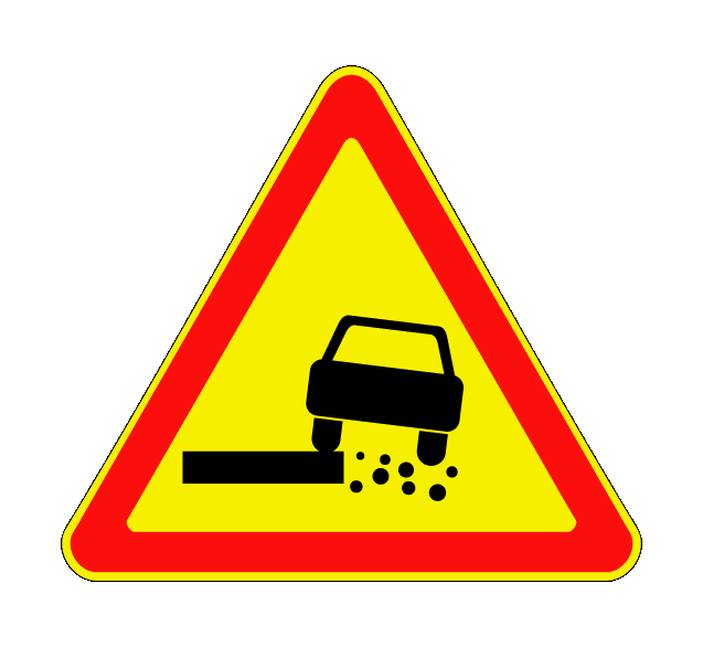 Маска дорожного знака "Опасная обочина" 1.19 (временный)