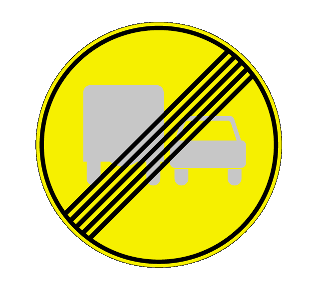 Маска дорожного знака "Конец зоны запрещения обгона грузовым автомобилям" 3.23 (временный)
