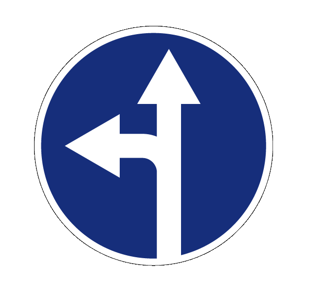 Маска дорожного знака "Движение прямо или налево" 4.1.5