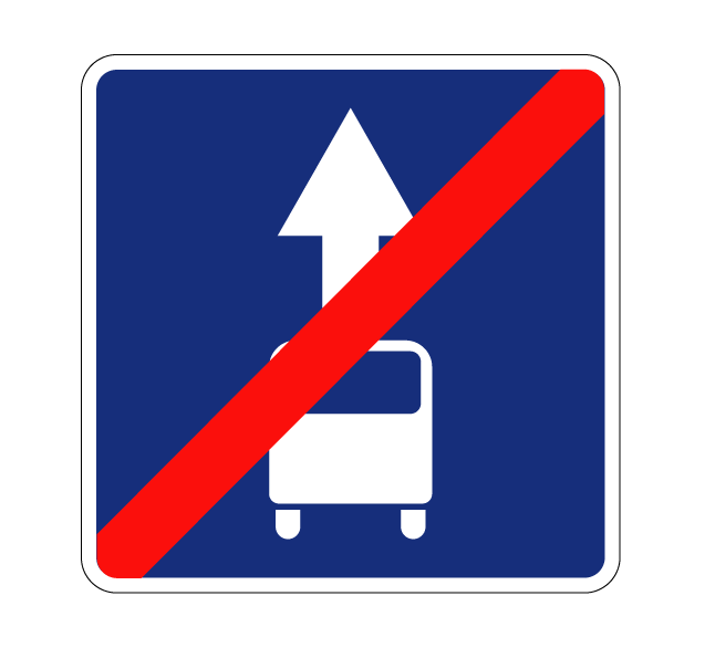 Купить дорожный знак 5.14.1 Конец полосы для маршрутных транспортных средств