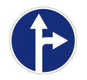 Маска дорожного знака "Движение прямо или направо" 4.1.4